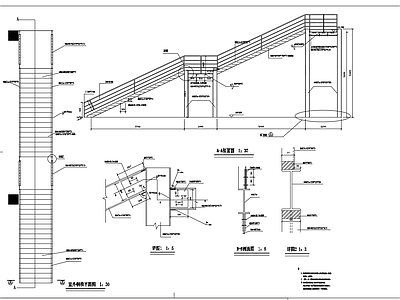 直跑钢结构消防楼梯节点 施工图