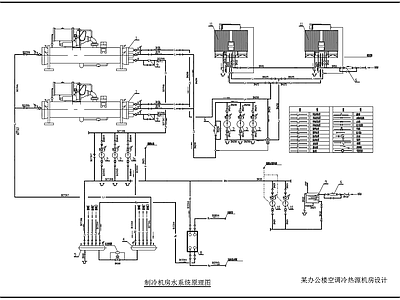 办公楼空调冷热源机房系统 施工图 建筑暖通