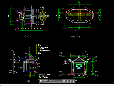 中式园林景观亭子 施工图