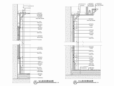 美式线条硬包墙面详图 施工图