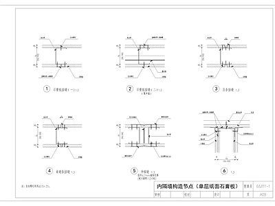 轻钢龙骨内隔墙 施工图 建筑通用节点