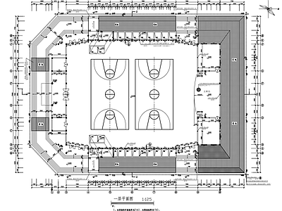 2层体育馆建筑 施工图