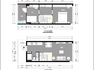 loft复式公寓样板房室内装修 施工图