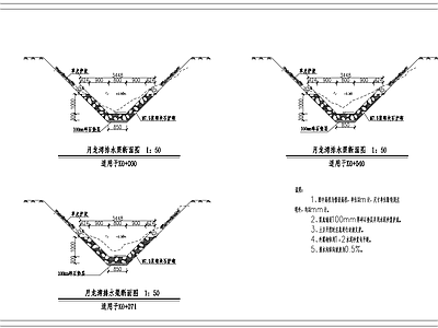 生态排水渠排水沟断面图盖板涵  施工图