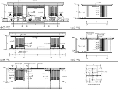 新中式景观钢结构铝板廊架 施工图