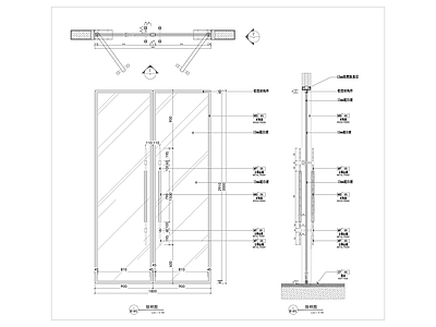 地弹簧双开玻璃门大样 施工图 通用节点