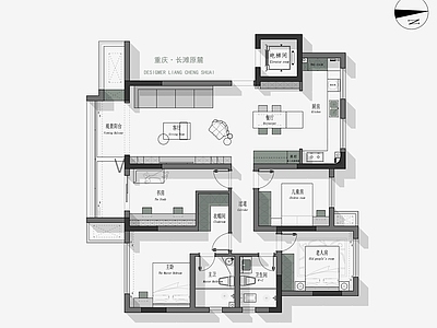 平层家装平面布置图 彩平图