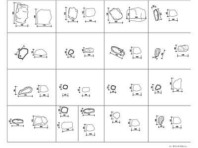 景石平立面图 图库 假山