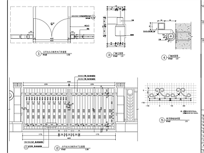 居住区入口铁艺大门详图 施工图 通用节点