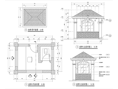 欧式小区保安亭详图 施工图