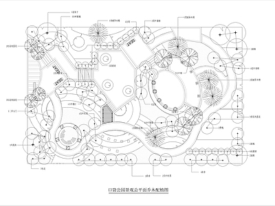 口袋公园景观总平面乔木配植图