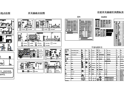 净水系统及开关插座灯具点位图 施工图