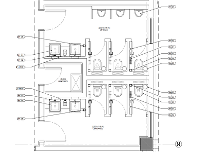 37㎡公共卫生间全套 施工图