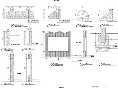 仿木桩指示牌导视牌详图 施工图 景观小品