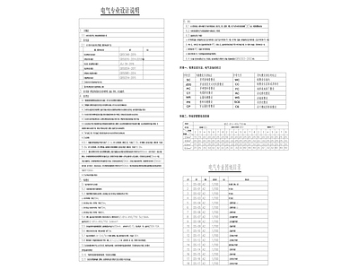 电气设计说明材料表 图库