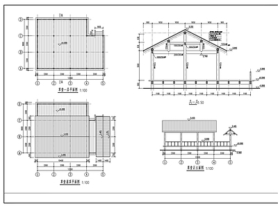 仿古草堂建筑  施工图