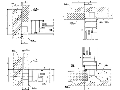 铝合金窗与建筑窗洞口安装节点 施工图