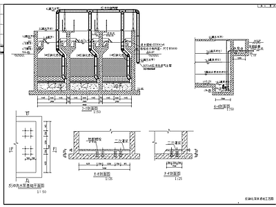 5000立方反硝化深床滤池平面剖面图 施工图