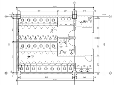 公共卫生间室内装修 施工图