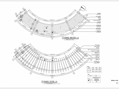 弧形防腐木廊架详图 施工图