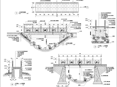 中式景观平桥  施工图