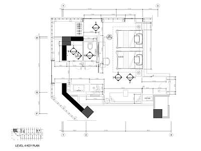 酒店双床房客房室内 施工图 客房