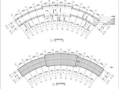 中式景观弧形廊 施工图