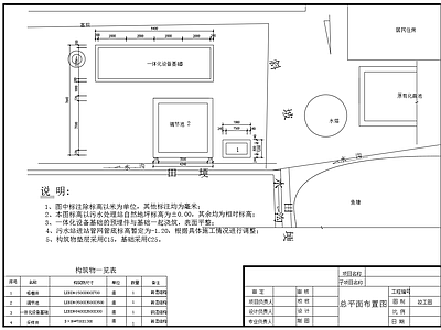 80立方农村一体化污水处理站剖面工艺 施工图