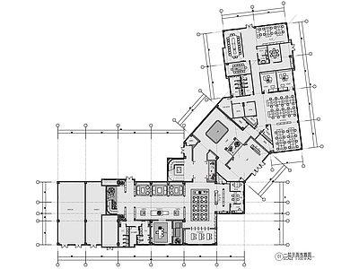 1500㎡售楼处及办公室室内装修 施工图