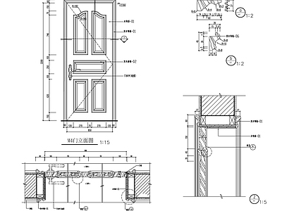 M4门立面详图 施工图 通用节点