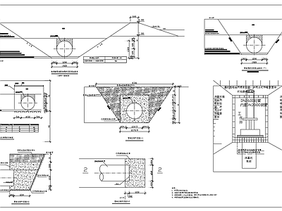 渔塘段管道基础断面回填土管道支墩 施工图