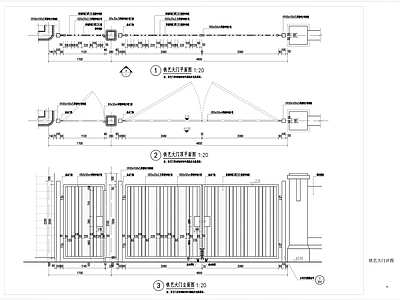 铁艺门与围墙详图 施工图 通用节点