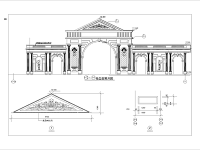 景区欧式大门 施工图 通用节点