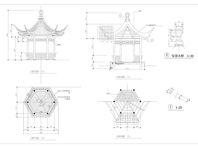 中式亭子详图 施工图