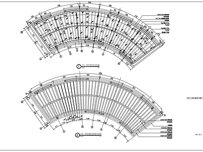 广场弧形钢结构廊架详图 施工图