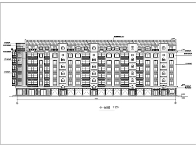 路边商住楼建筑 施工图