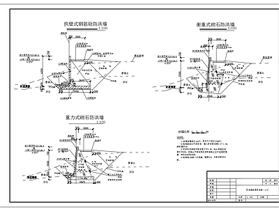 防洪堤结构断面防浪墙  施工图