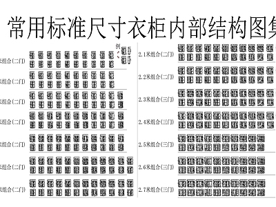 常用标准尺寸衣柜内部结构图块