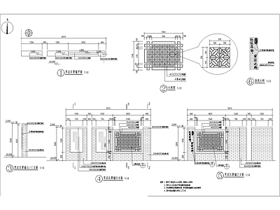 仿古清水砖景墙做法 施工图