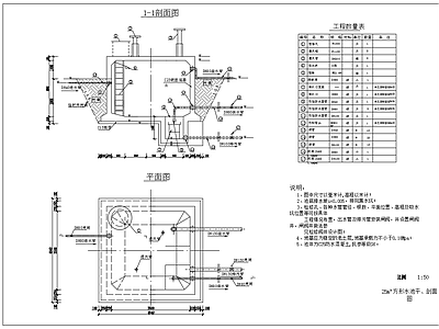 方形水池平面剖面配筋图 施工图