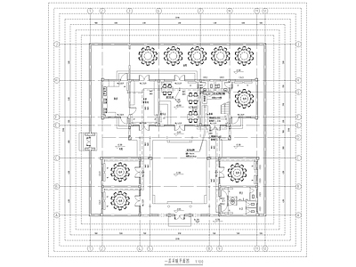 仿古中式合院商业建筑暖通设计 施工图