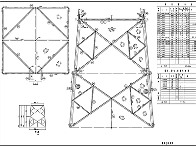 60米角钢通信铁塔结构图 施工图
