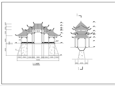 风雨桥 楼 施工图 景观小品