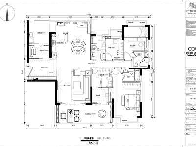 新中式220平方大平层室内装修 施工图
