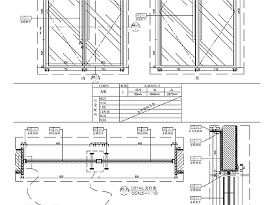 钢化玻璃对开门节点图 施工图 通用节点