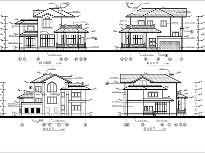 三层欧式别墅建筑图 施工图