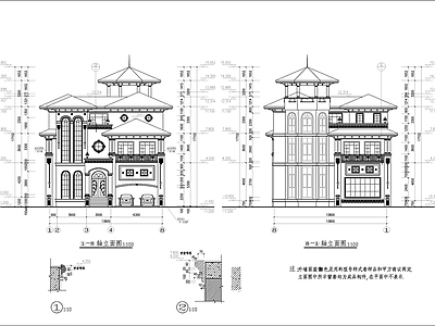 私人欧式别墅建筑 施工图