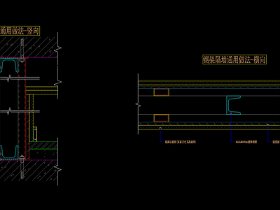 钢结构隔墙专业做法节点详图 施工图