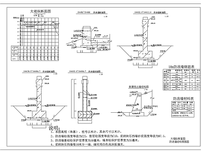 大坝防浪墙钢筋图 施工图 混凝土节点