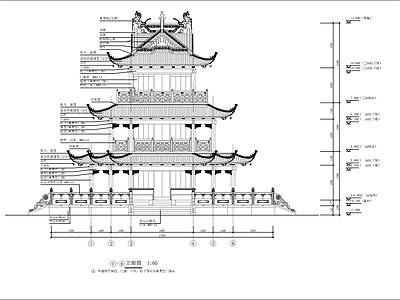 公园塔仿古建筑 施工图